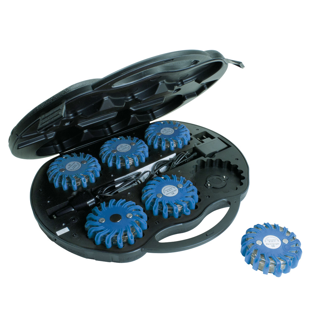 Dönges LED Signalleuchten-Set im Koffer, mit Ladegerät USB/12V/220V, blau