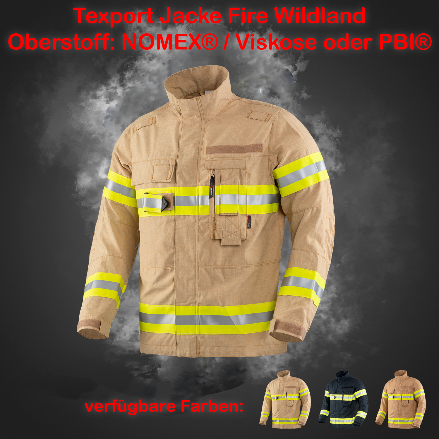 TEXPORT Fire Wildland Jacke - gold - PBI® Triguard - Größe: 4XL-2