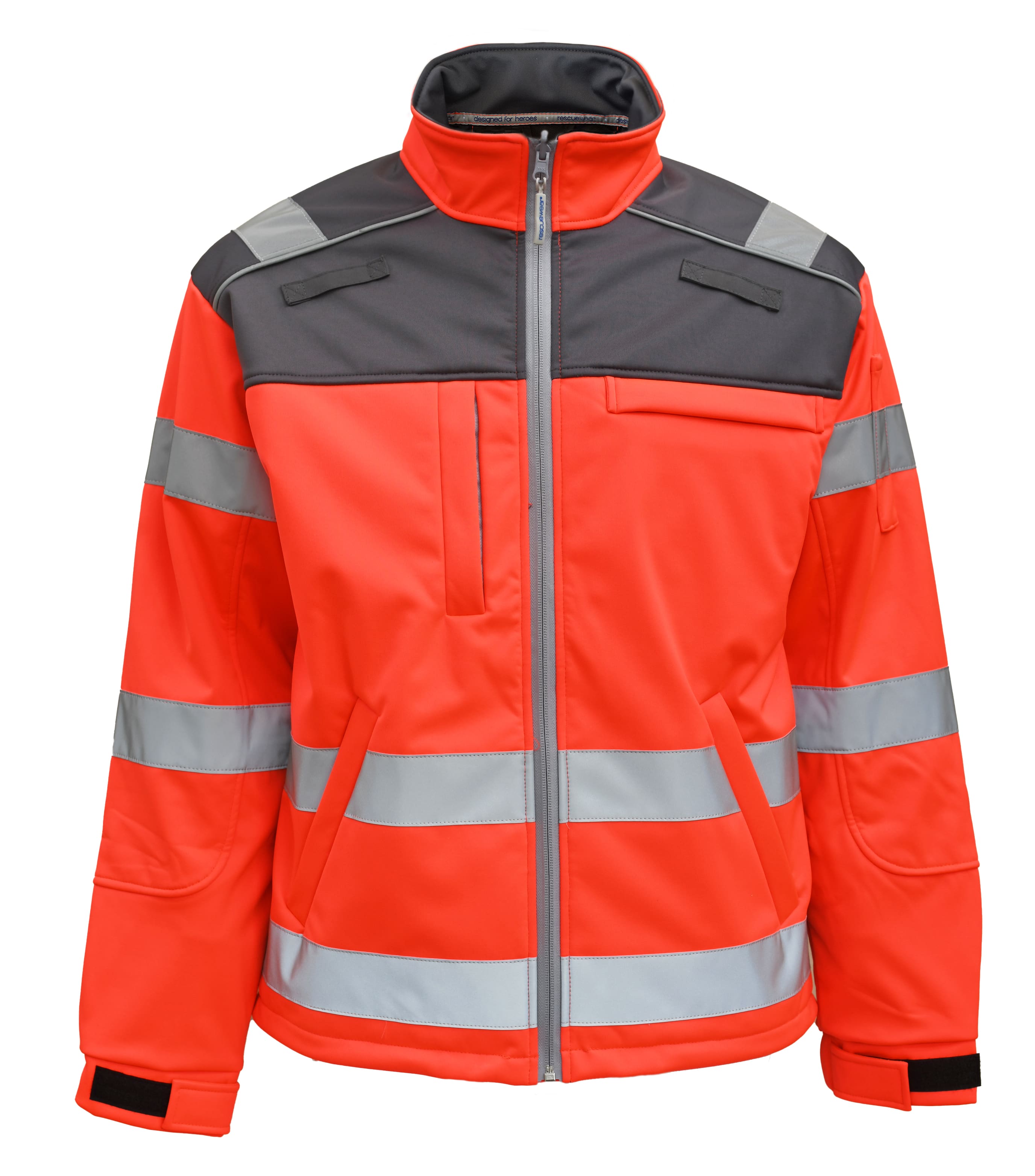 Rescuewear Softshelljacke 33756 Dynamic DRK HiVis Neon Rot / Grau