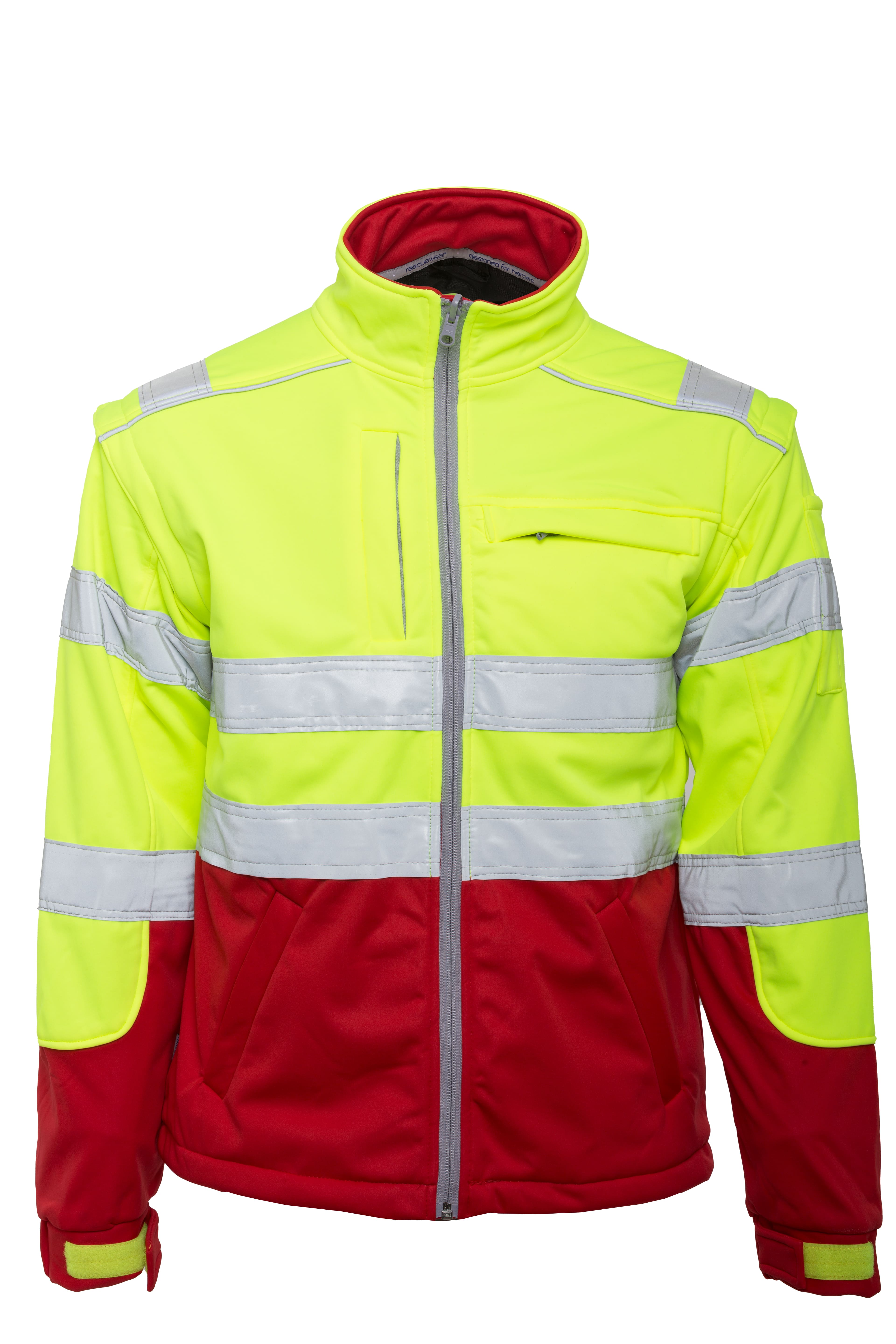 Rescuewear Softshelljacke 33751 HiVis Klasse 3 Rot / Neon Gelb