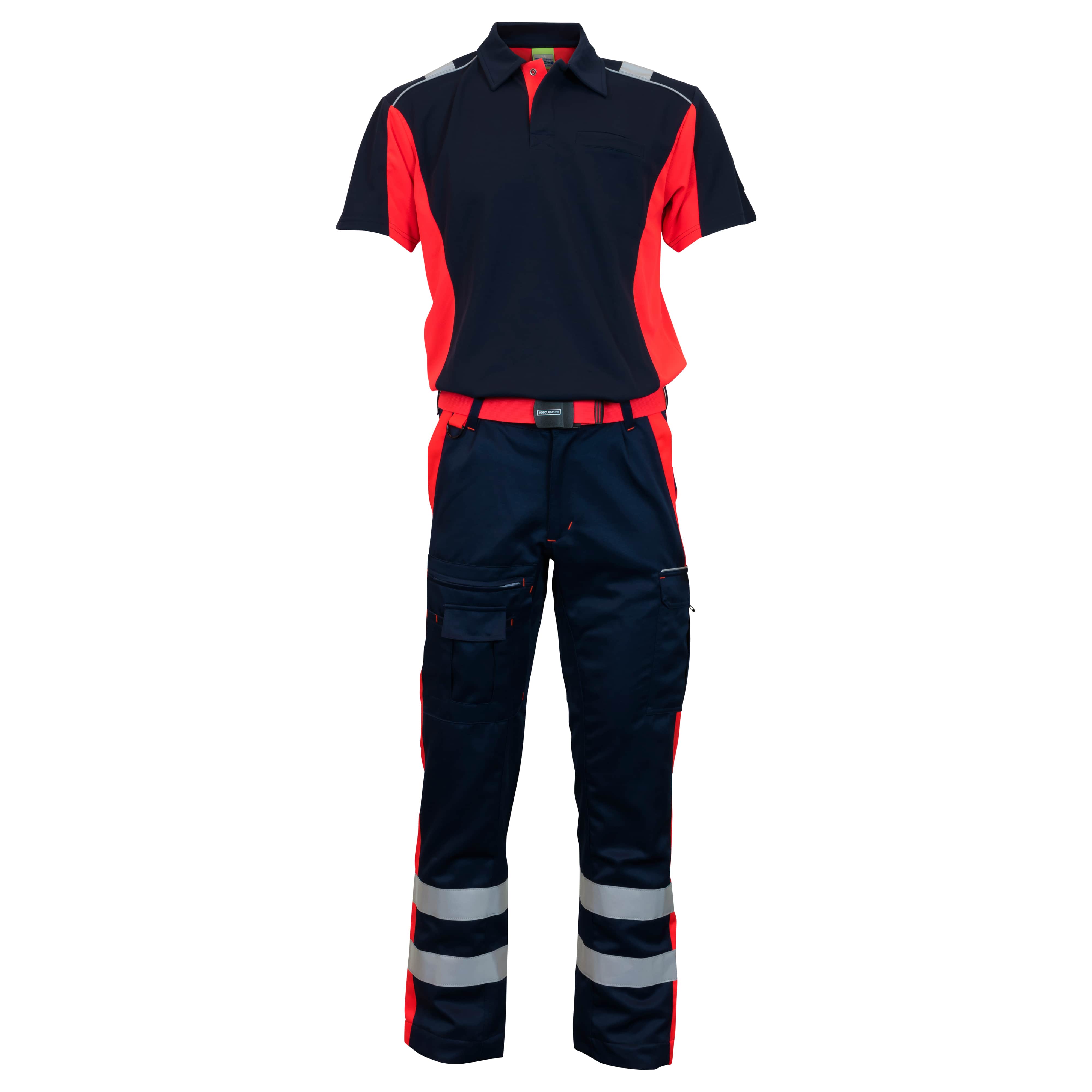 Rescuewear Unisex Hose Marineblau / Neon Rot - 23
