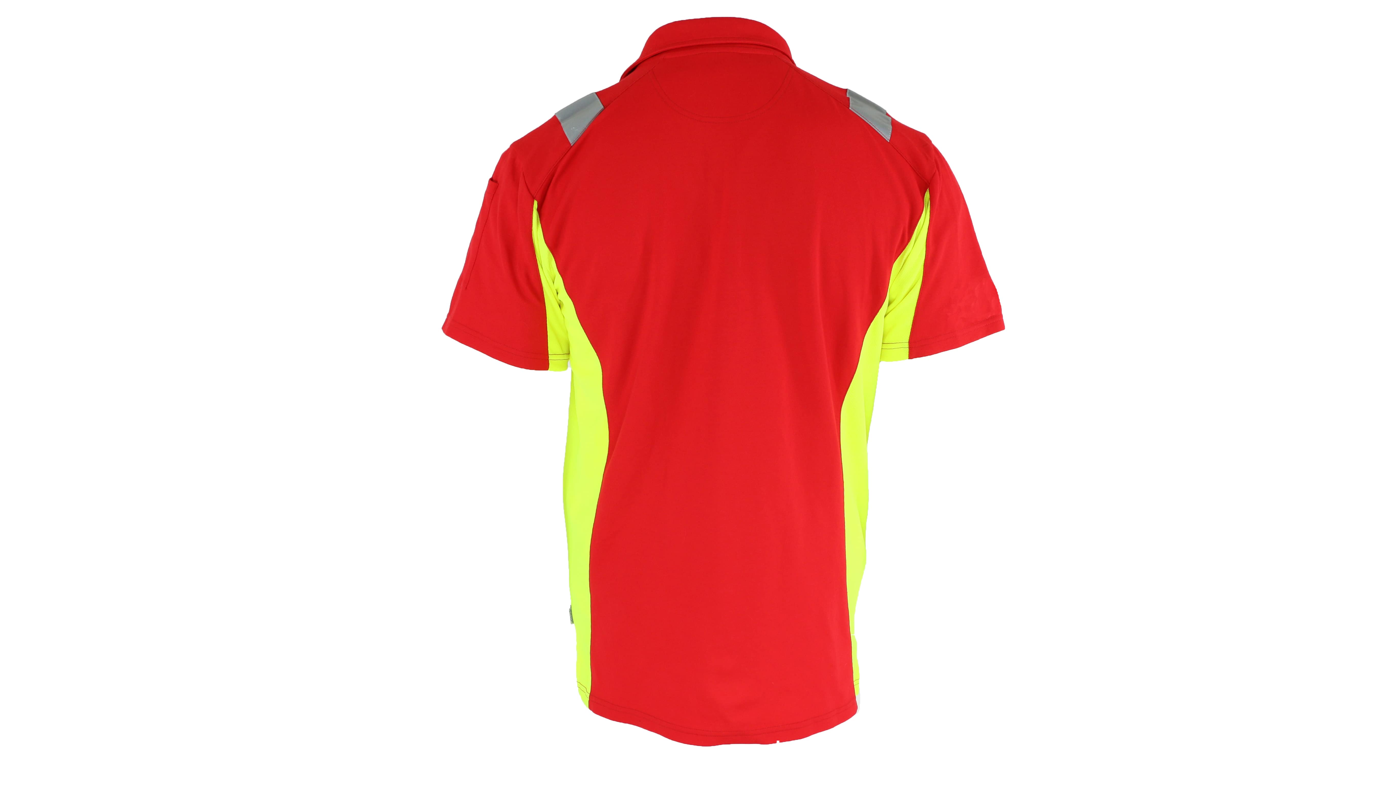 Rescuewear Poloshirt kurze Ärmel Dynamic Rot / Neon Gelb - XS
