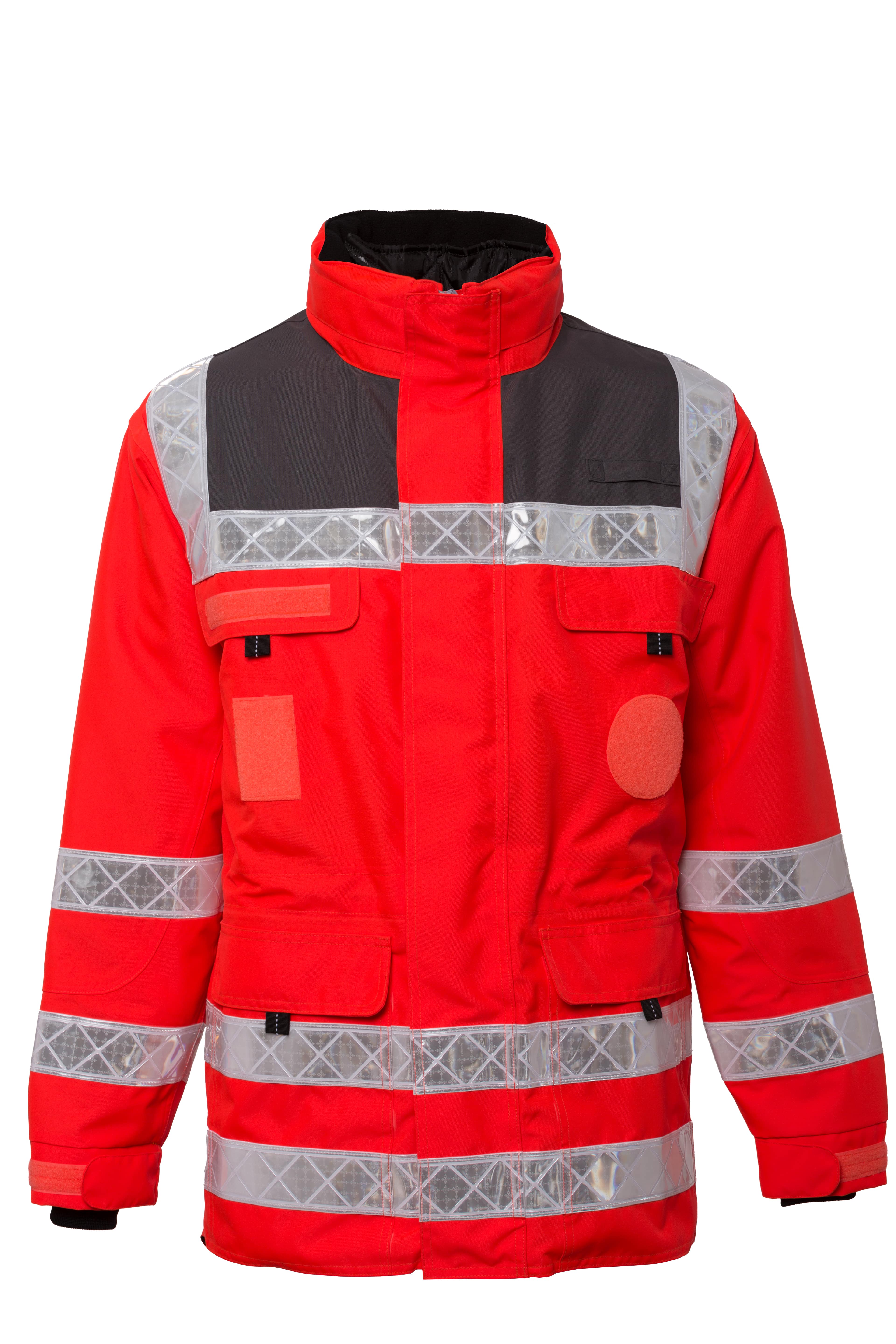 Rescuewear Midi-Parker 33855PRIS DRK Hessen HiVis Klasse 3 Neon Rot / Grau
