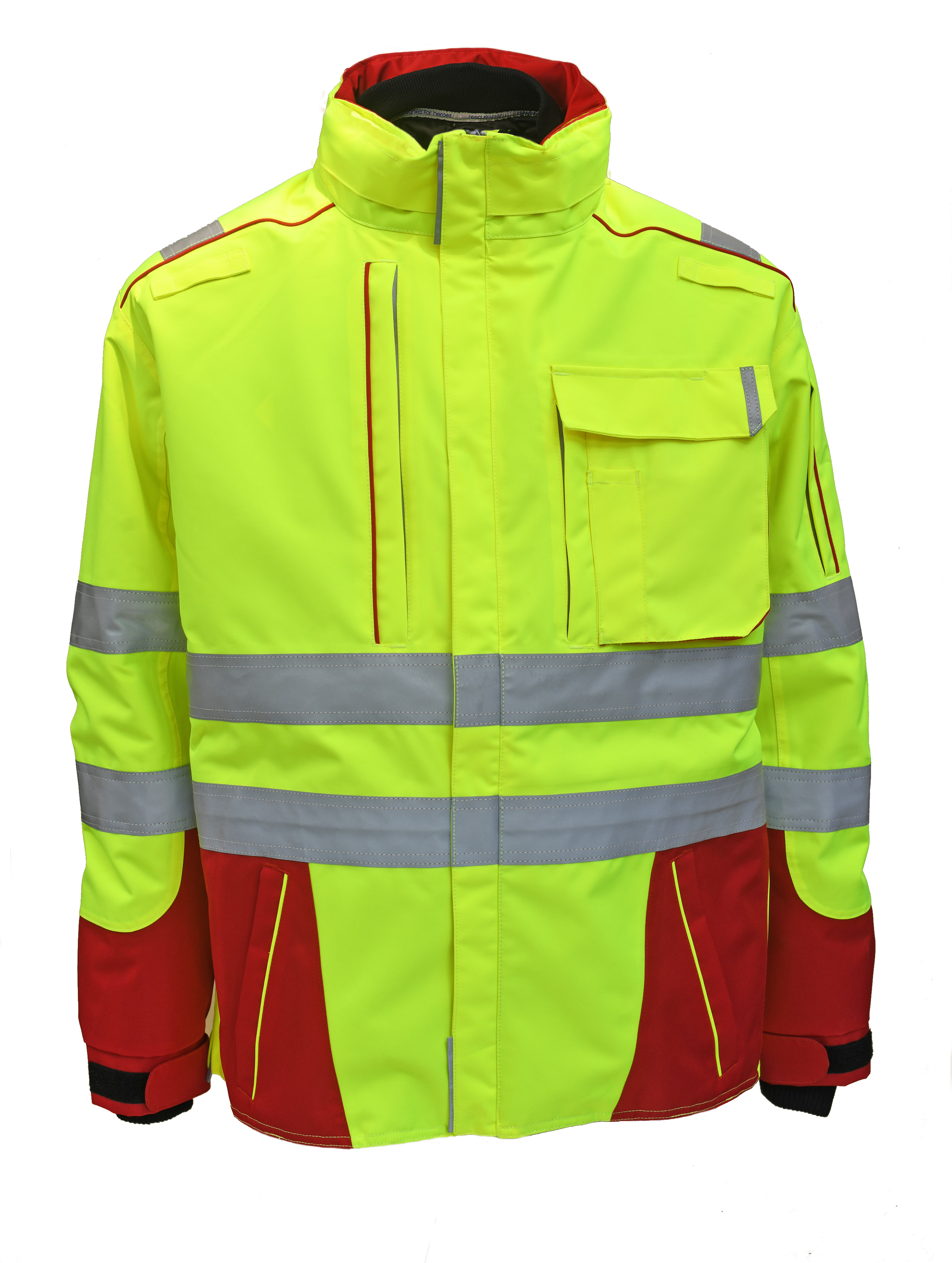 Rescuewear Midi-Parker Dynamic HiVis Klasse 3 Rot / Neon Gelb - 7XL