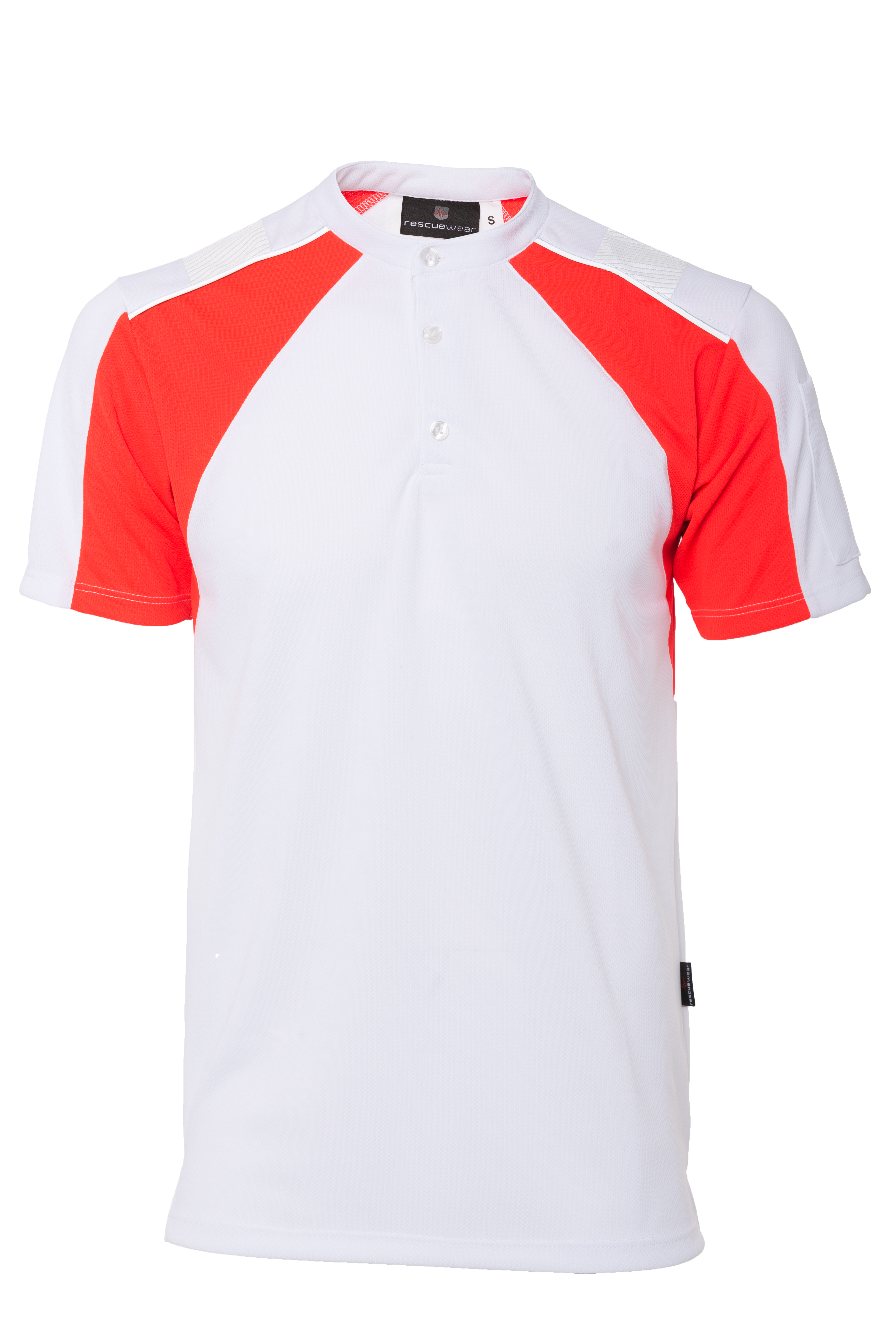 Rescuewear Shirt O-hals 33460 kurze Ärmel Advanced Weiß / Neon Rot