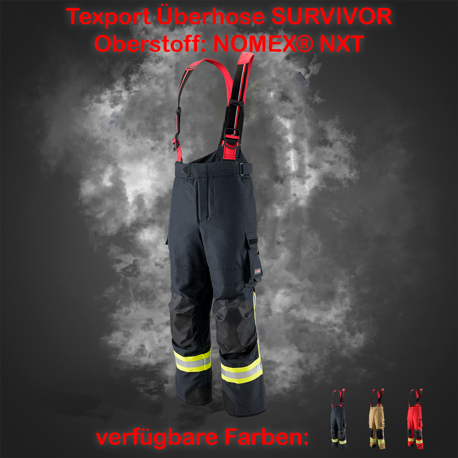 TEXPORT Fire Survivor Hose - rot - NOMEX® NXT - X-Treme® light - Funktion: DRAG mit SKR - Größe: M-4