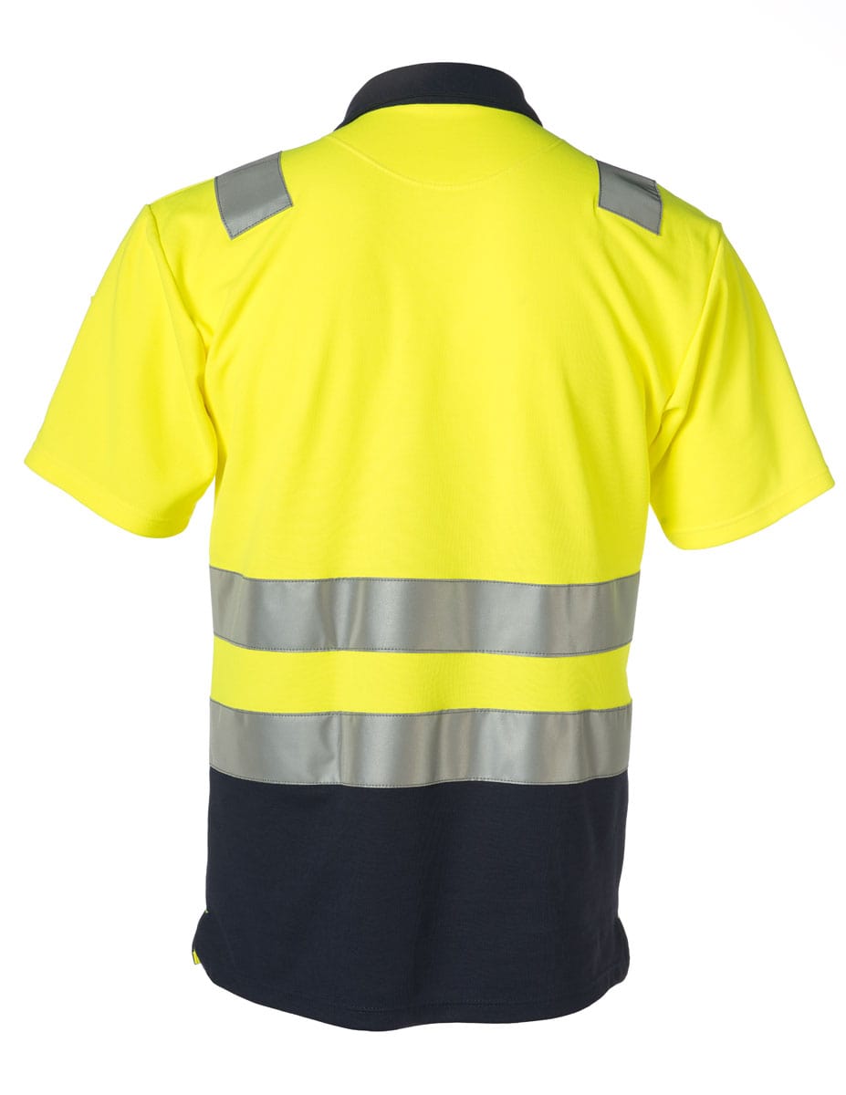 Rescuewear Poloshirt kurze Ärmel HiVis Klasse 2 Marineblau / Neon Gelb - 4XL