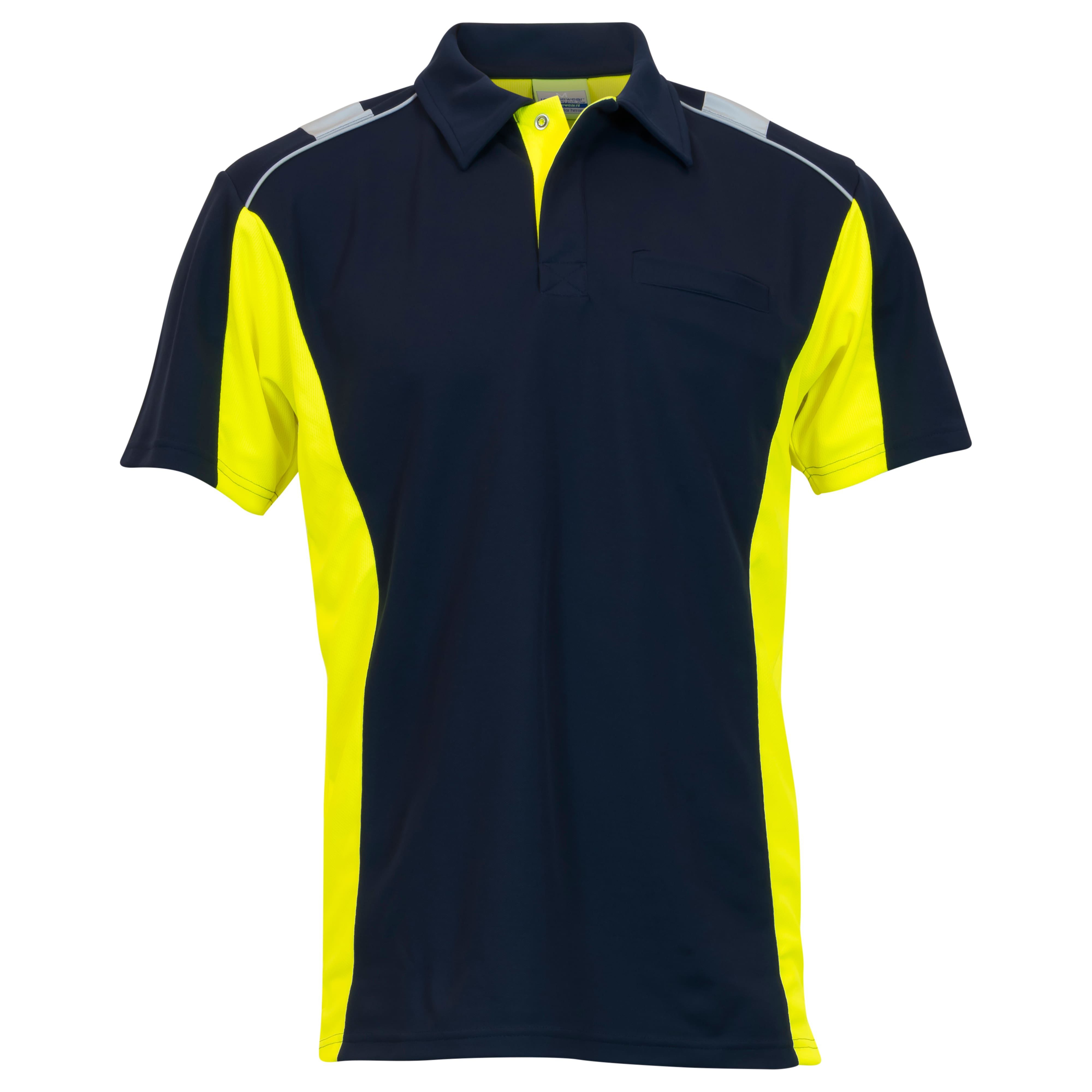 Rescuewear Poloshirt 33256 kurze Ärmel Dynamic Marineblau / Neon Gelb