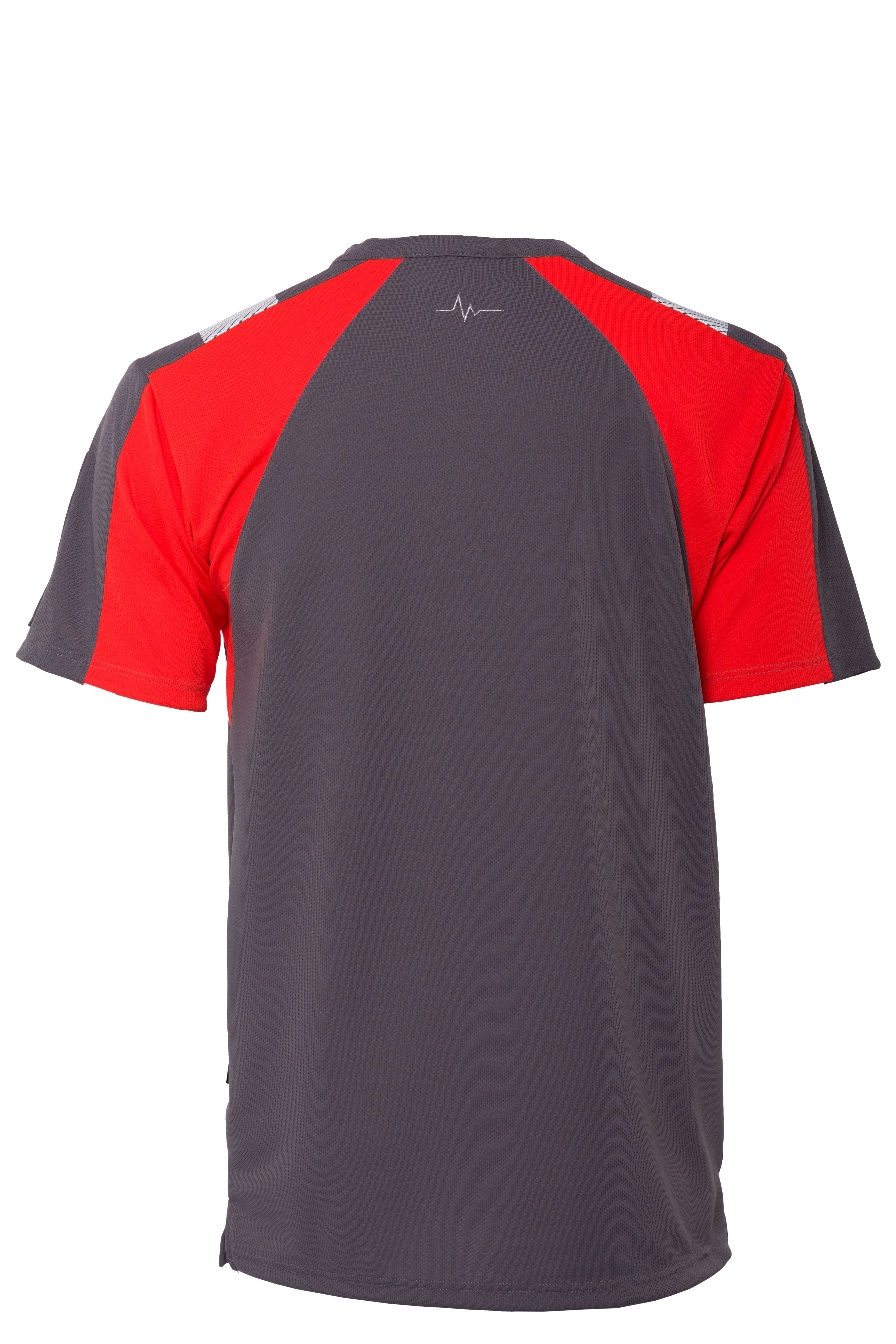 Rescuewear Shirt O-hals 33460 kurze Ärmel Advanced Grau / Neon Rot - XS