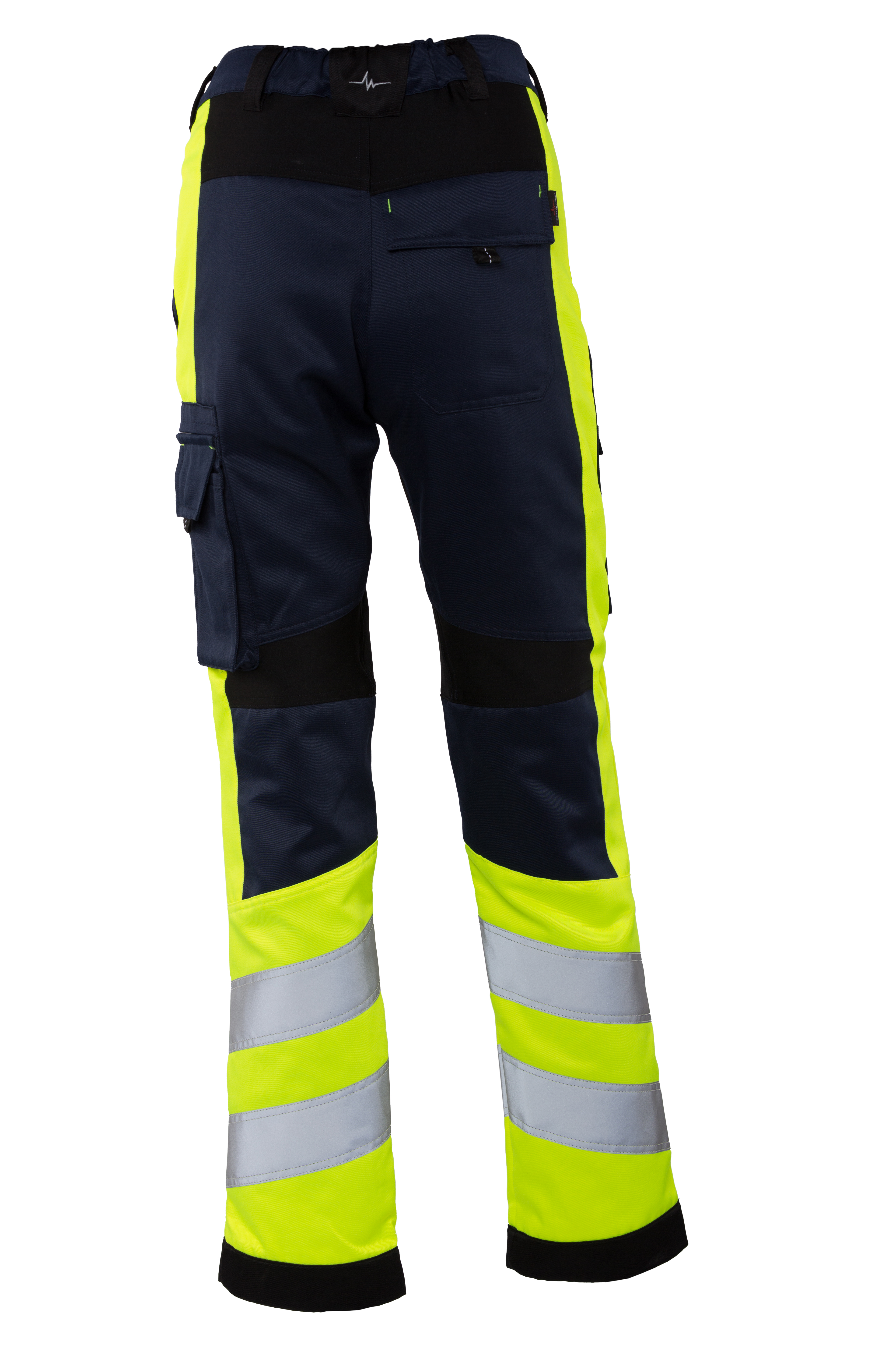 Rescuewear Damen Hose Stretch HiVis Klasse 1 Marineblau / Schwarz / Neon Gelb  - 38