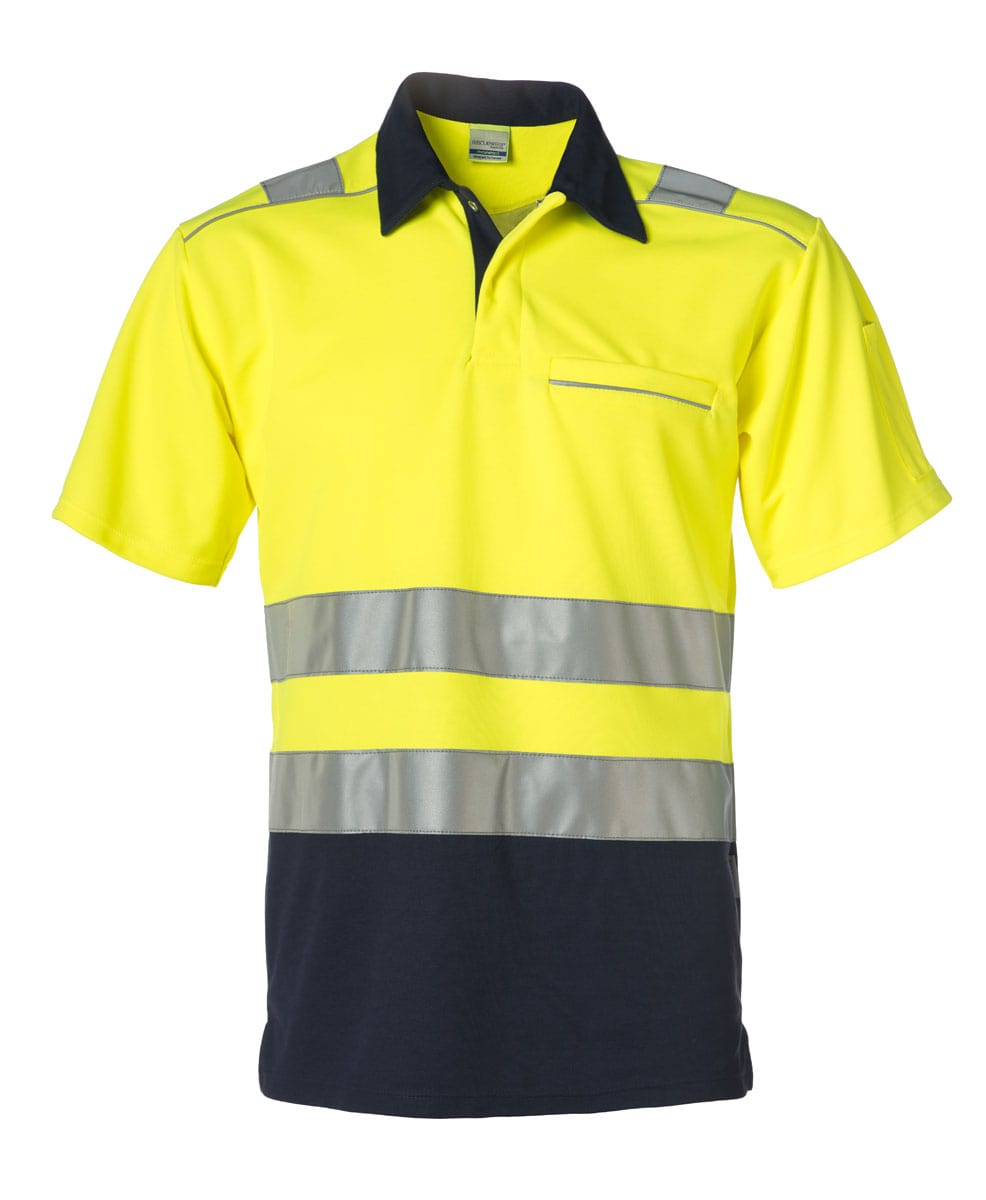 Rescuewear Poloshirt kurze Ärmel HiVis Klasse 2 Marineblau / Neon Gelb - XS