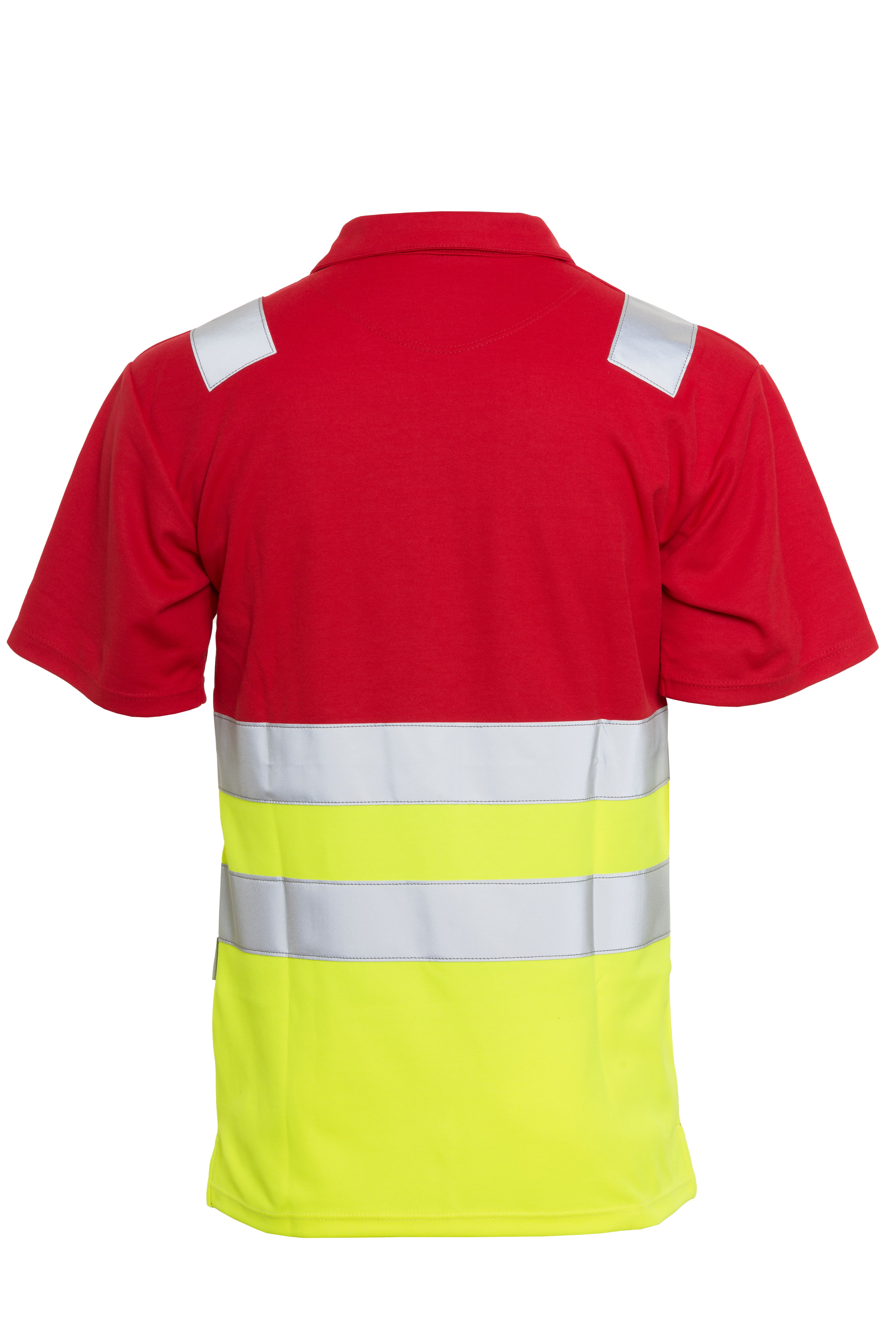 Rescuewear Poloshirt kurze Ärmel HiVis Klasse 1 Neon Gelb / Rot - L
