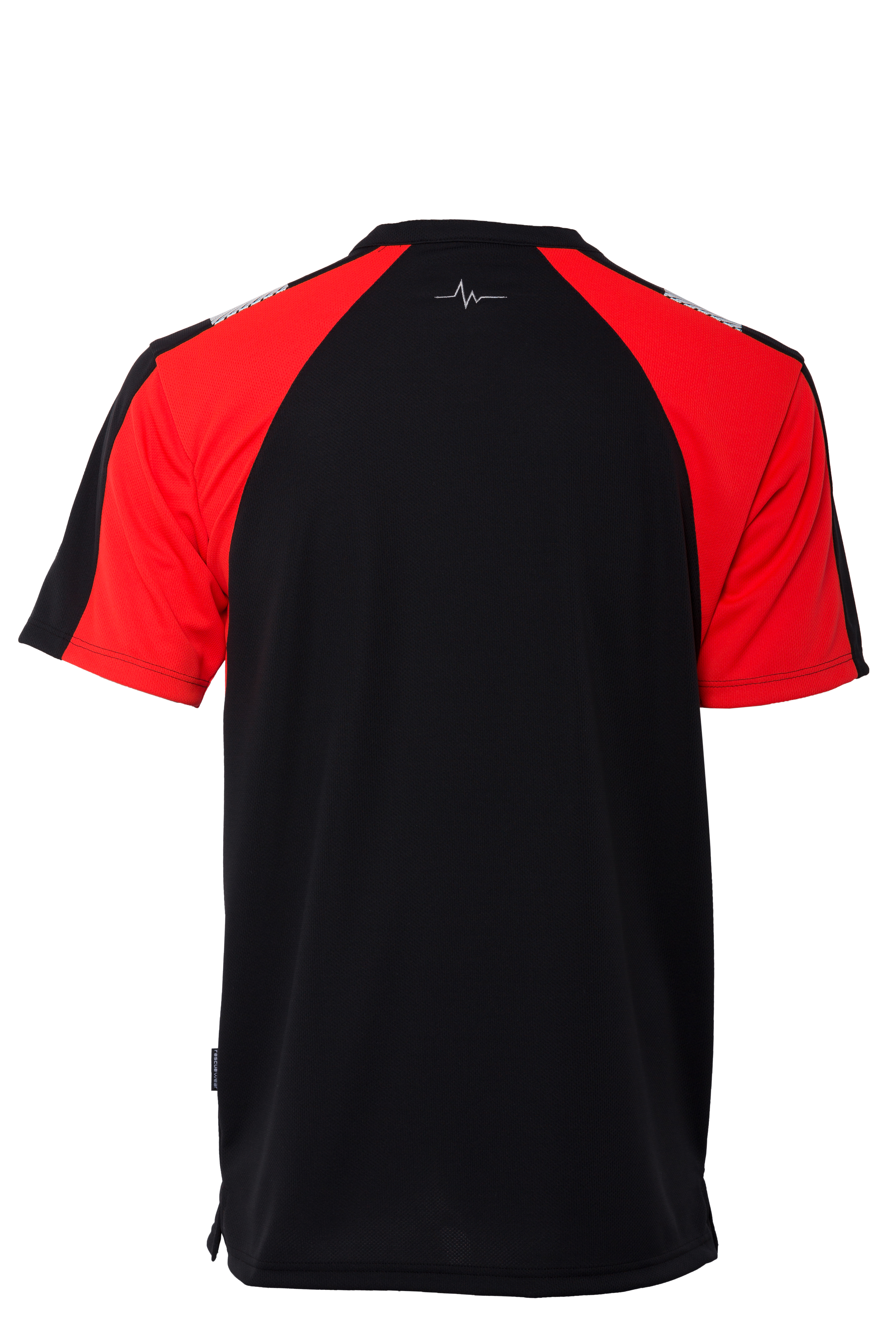 Rescuewear Shirt O-hals 33460 kurze Ärmel Advanced Schwarz / Neon Rot