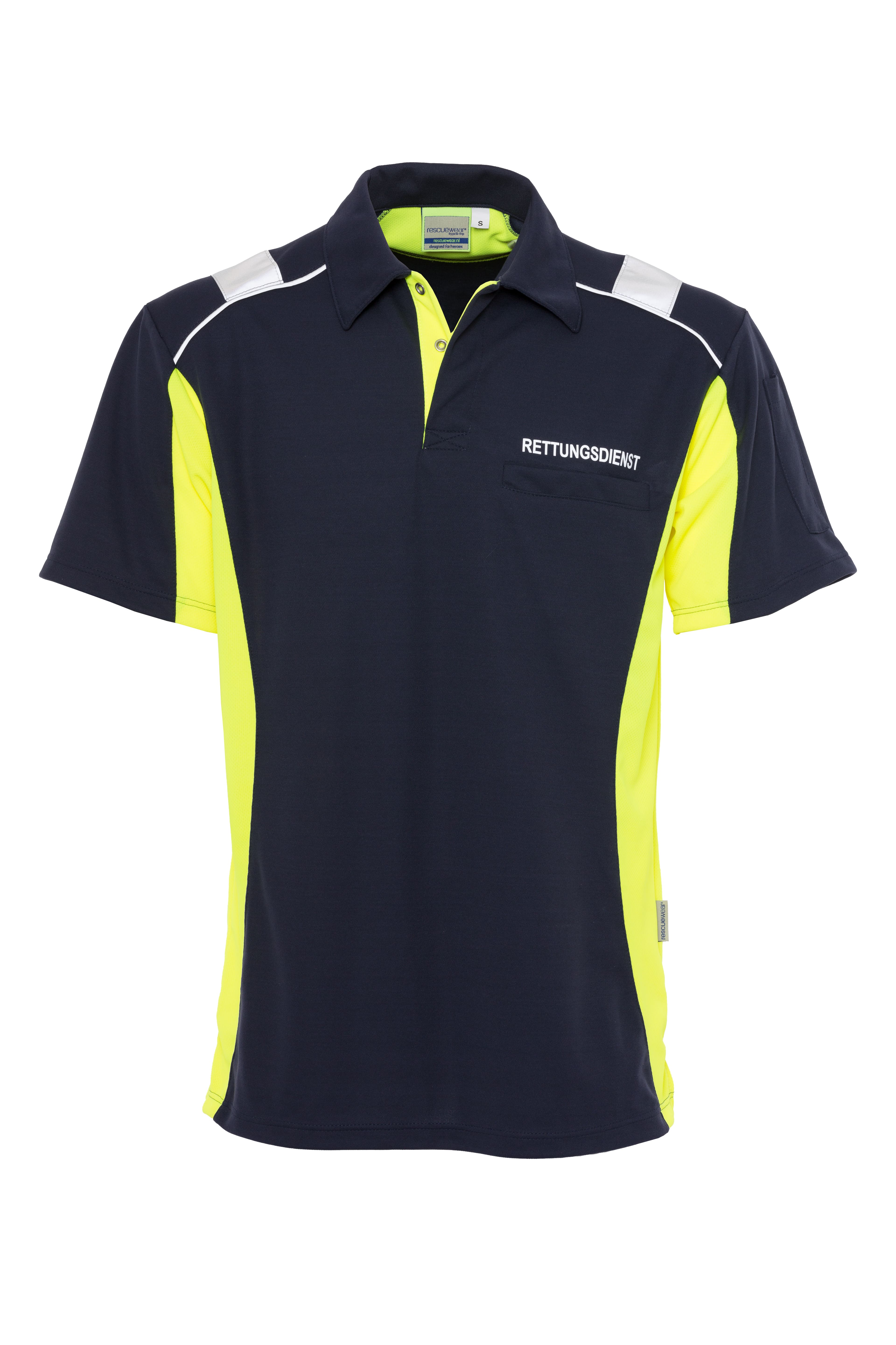 Rescuewear Poloshirt kurze Ärmel Dynamic Marineblau / Neon Gelb - S