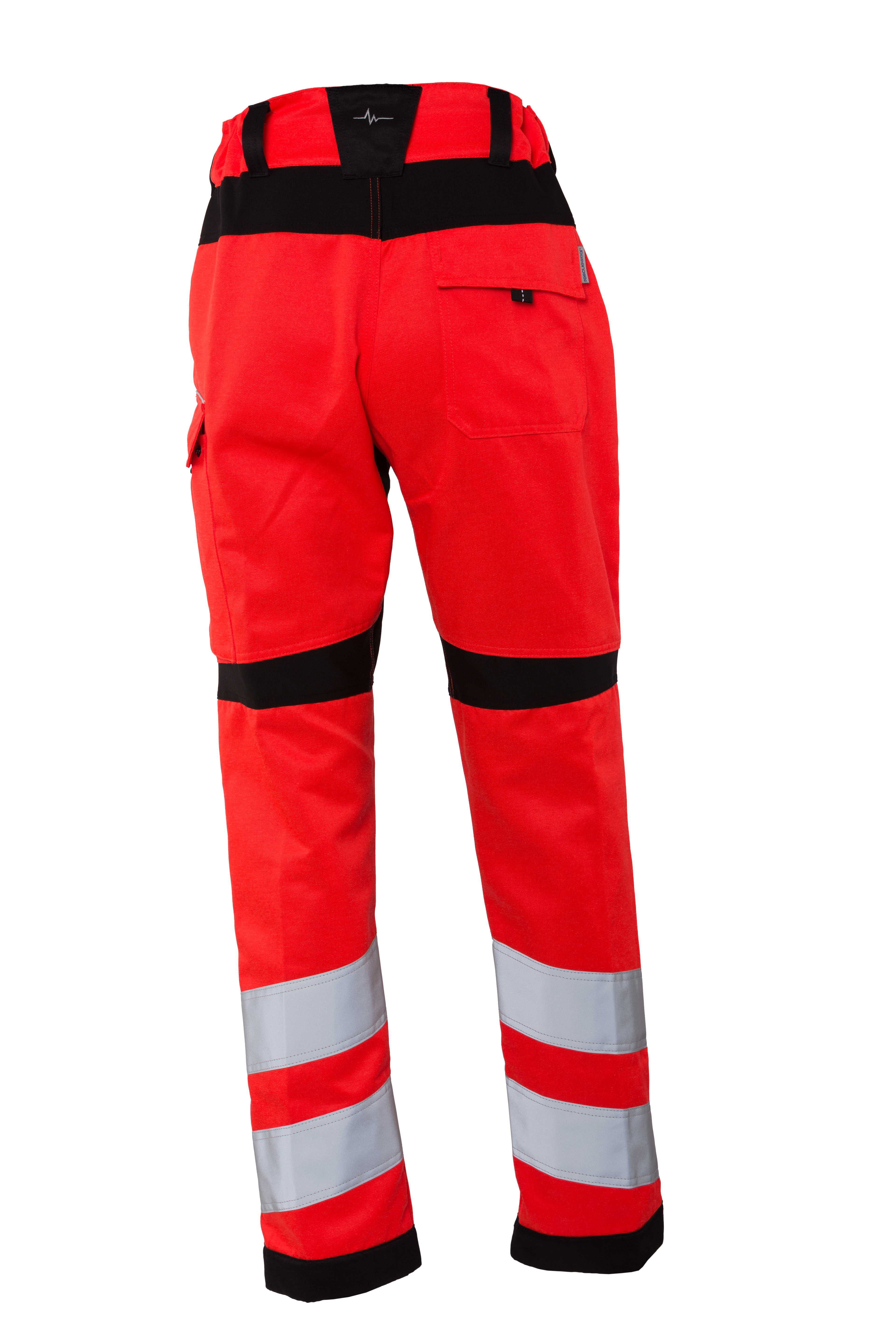 Rescuewear Damen Hose 33413SCORDLAD Stretch HiVis Klasse 2 Neon Rot / Schwarz