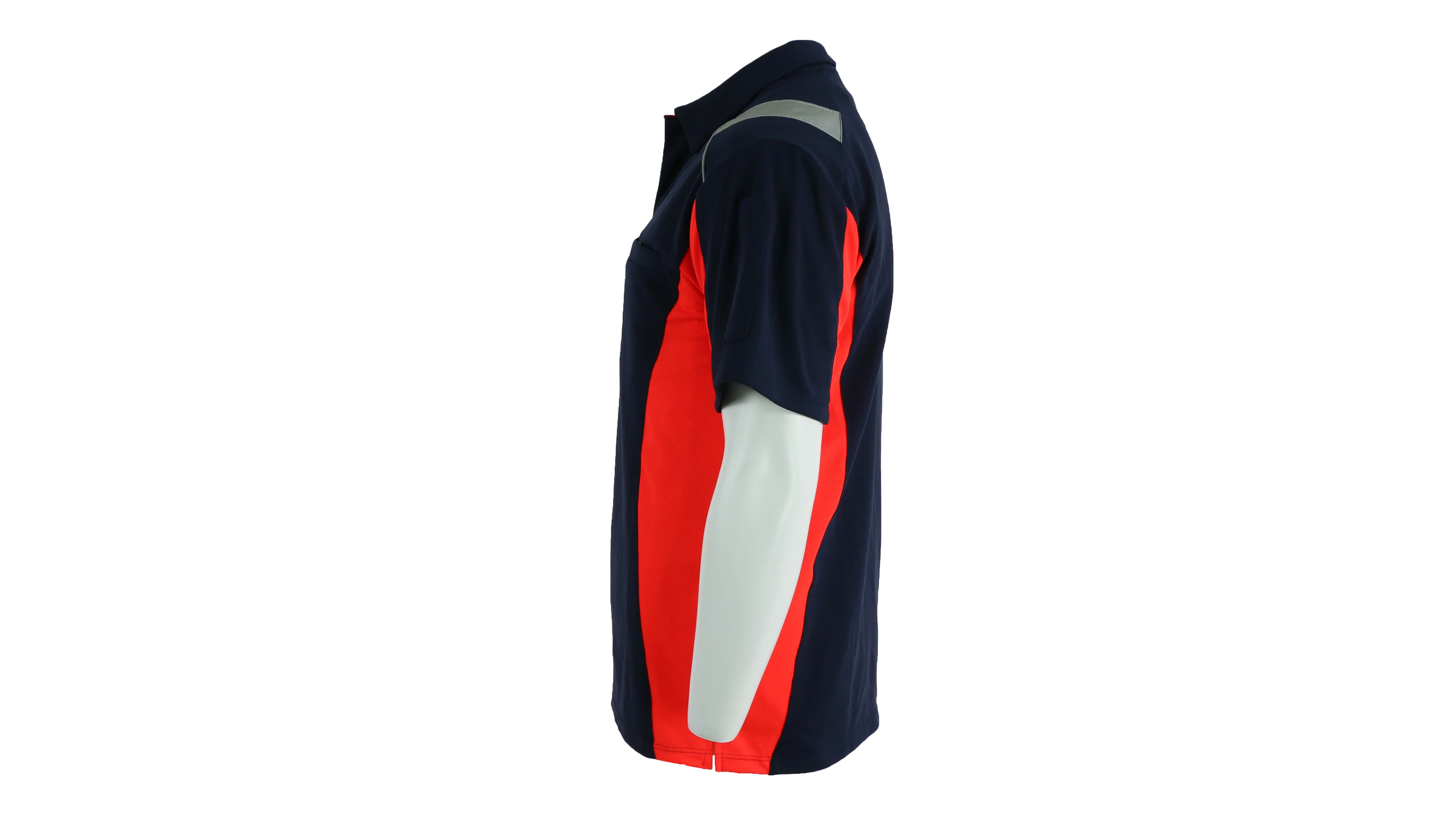 Rescuewear Poloshirt kurze Ärmel Dynamic Marineblau / Neon Rot - XL