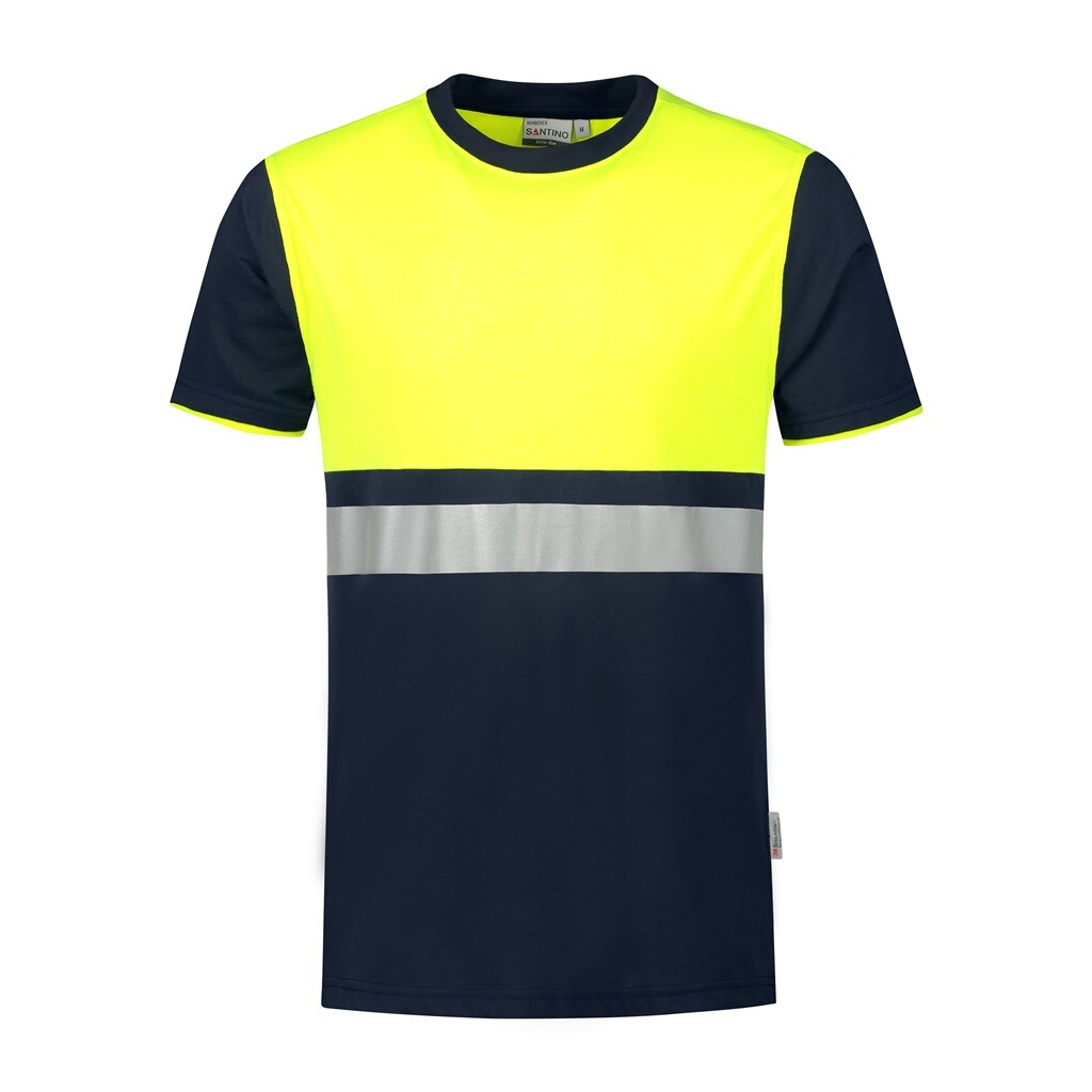 Santino T-shirt Hannover - Real Navy / Fluor Yellow - HiVis-Line